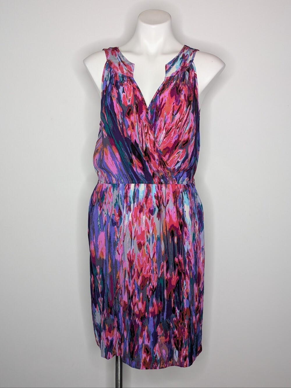 Presley Skye Pink Purple Sleeveless Silk Knee Length Dress L